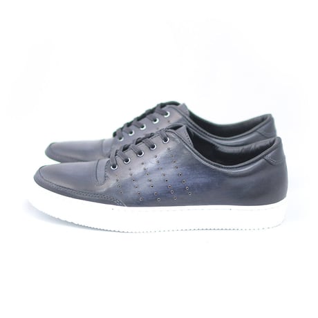 PARASHOE 本革 レザースニーカー カジュアルシューズ 手染めアンティーク黒（パティーヌ ブラック）3E（EEE）【オパンケ製法・メンズ 革靴・紳士靴】(PSMO-1901-BLK)