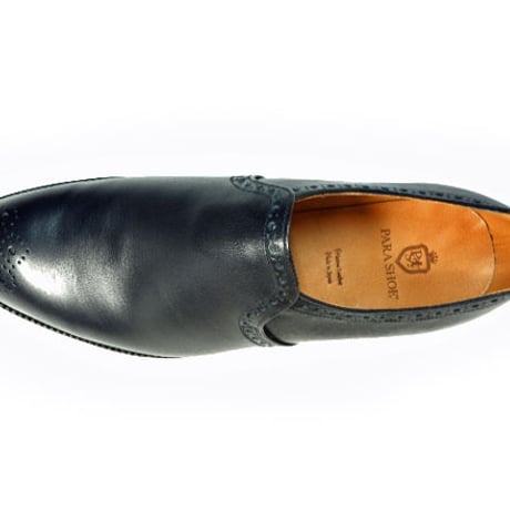 PARASHOE ハンドメイド（マッケイ製法）本革 メダリオン ヴァンプスリッポン ビジネスシューズ 黒 3E（EEE）22cm～32cm【メンズ革靴・紳士靴・日本製】(PSY-1012M-BLK)