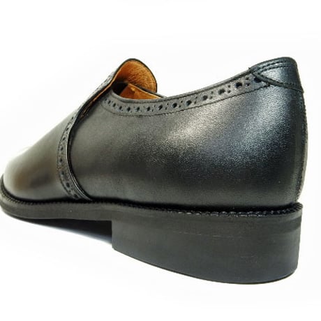 PARASHOE ハンドメイド（マッケイ製法）本革 メダリオン ヴァンプスリッポン ビジネスシューズ 黒 3E（EEE）22cm～32cm【メンズ革靴・紳士靴・日本製】(PSY-1012M-BLK)
