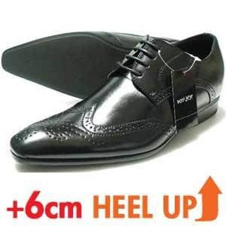 MM/one ロングノーズ ウィングチップ ヒールアップ ビジネスシューズ 黒 【165-BLK】