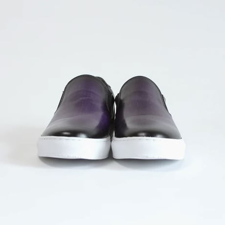 PARASHOE（パラシュー）本革スリッポン レザースニーカーカジュアルシューズ 手染めアンティーク紫（パティーヌ パープル）3E（EEE）【オパンケ製法・革靴・紳士靴】(PSMO1902-PPL)