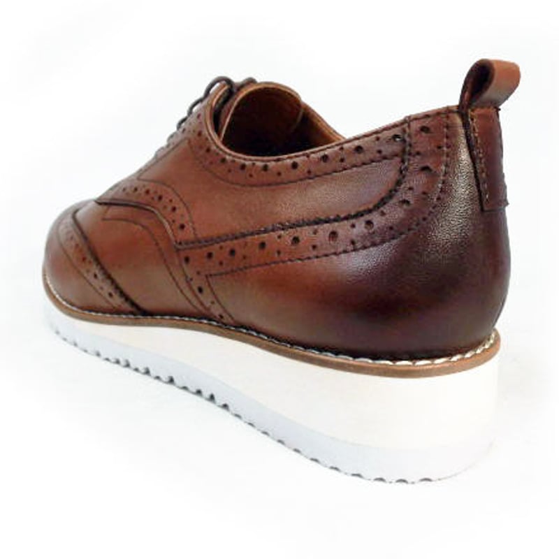 PARASHOE 本革 ウィングチップ ビジネスカジュアルシューズ 厚底白