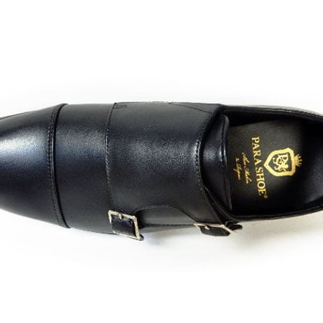 PARASHOE 本革 ダブルモンクストラップ ビジネスシューズ 黒 3E 22cm、22.5cm、23cm、23.5cm、24cm【小さいサイズ 革靴】（PS-1803-BLK）