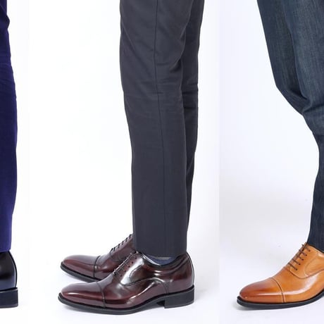 ANCIEN CREPINS 本革 ストレートチップ シークレットヒールアップ ビジネスシューズ 黒・ワイン・キャメル 3E 23.5～26.5cm【小さいサイズあり/革靴】 (MK-KT1301)