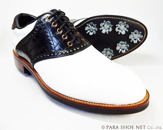 PARASHOE 本革 ハンドメイド クラシック ゴルフシューズ サドル PARASHOE 本革 ハンドメイド クラシック ゴルフシューズ サドル