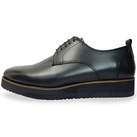 PARASHOE 本革 プレーントゥ 厚底ビジネスシューズ（ビジネススニーカー・ドレススニーカー・ポストマンシューズ）3E 黒【ビジカジ革靴／大きいサイズ・小さいサイズ対応】(PS-1821-BLK)