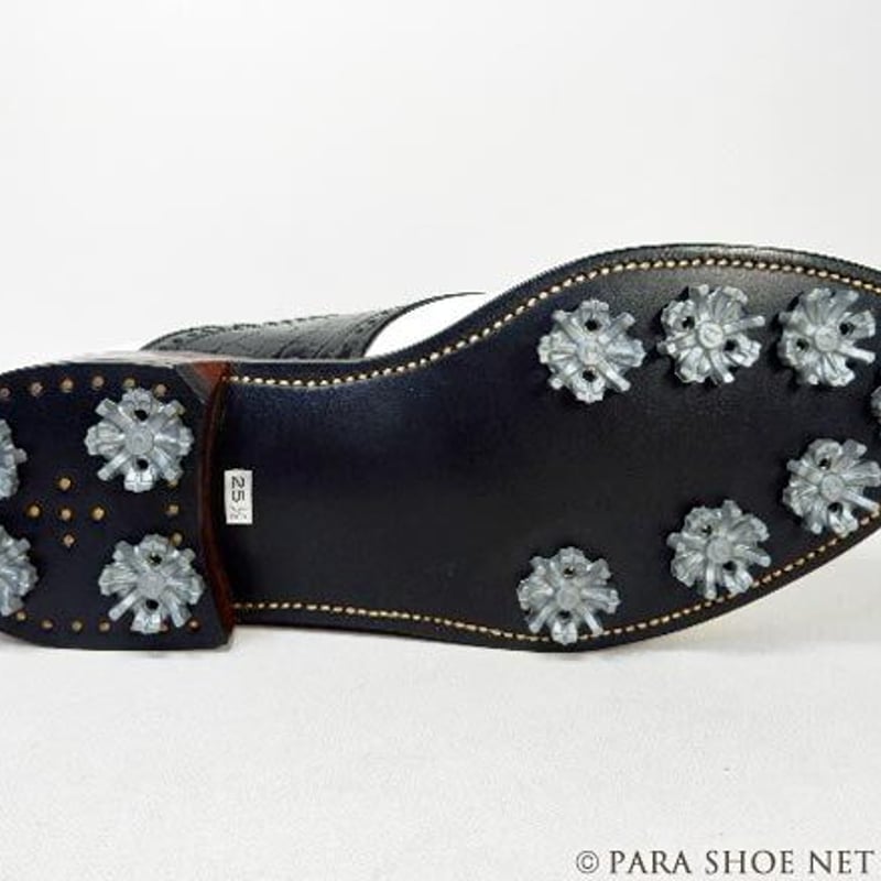 PARASHOE 本革 ハンドメイド クラシック ゴルフシューズ サドル（白×黒