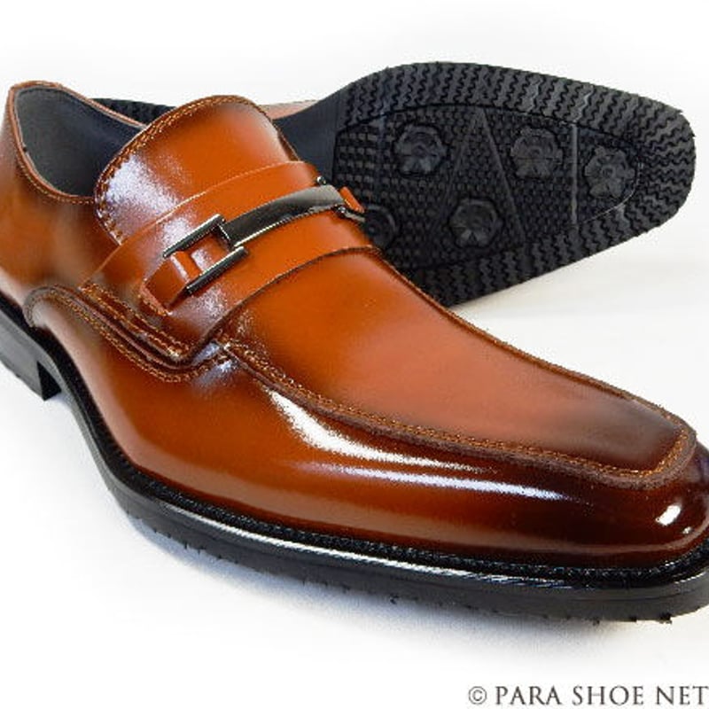 PARASHOE 本革 ビットローファー ビジネスシューズ 茶色 3E（EEE）23cm
