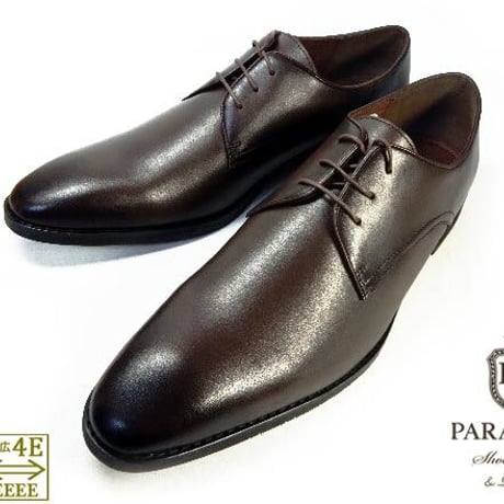 PARASHOE 本革プレーントゥ ビジネスシューズ 濃茶 4E 27.5cm、28cm、28.5cm、29cm、29.5cm、30cm、31cm、32cm【大きいサイズ革靴】(PS1809-DBR)