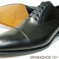 PARASHOE 革底（レザーソール）内羽根ストレートチップ（キャップトゥ）ビジネスシューズ 黒 ワイズ2E（EE）サイズ22cm～32cm【グッドイヤーウェルト製法/PS1101-BLK】