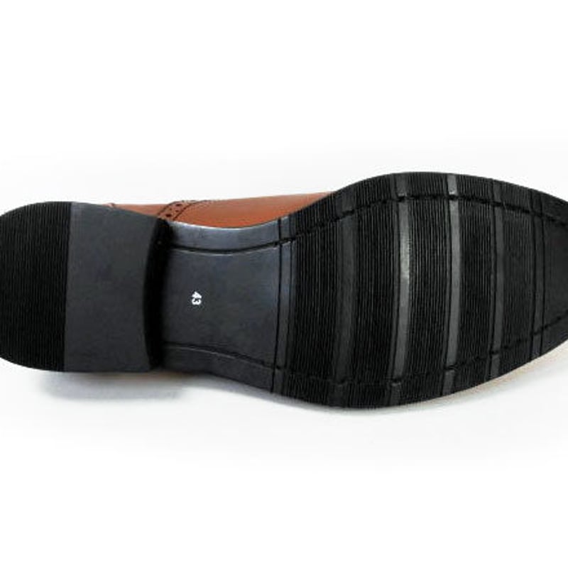 PARASHOE 本革 内羽根セミブローグ ビジネスシューズ 茶色 PARASHOE 本革 内羽根セミブローグ ビジネスシューズ 茶色