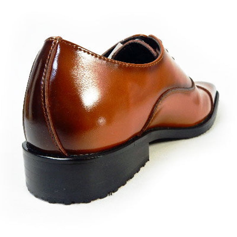 PARASHOE 本革 内羽根ストレートチップ ビジネスシューズ 茶色 3E（EEE