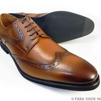 PARASHOE 本革 ウィングチップ ビジネスシューズ 茶色 4E（EEEE）27.5cm、28cm、28.5cm、29cm、29.5cm、30cm、31cm、32cm（PS1807-BR）