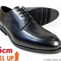 PARASHOE 本革 Uチップ シークレットヒールアップ（6cmアップ）ビジネスシューズ 黒 22cm、22.5cm、23cm、23.5cm、24cm【小さいサイズ 革靴】（PS1702S-BLK）