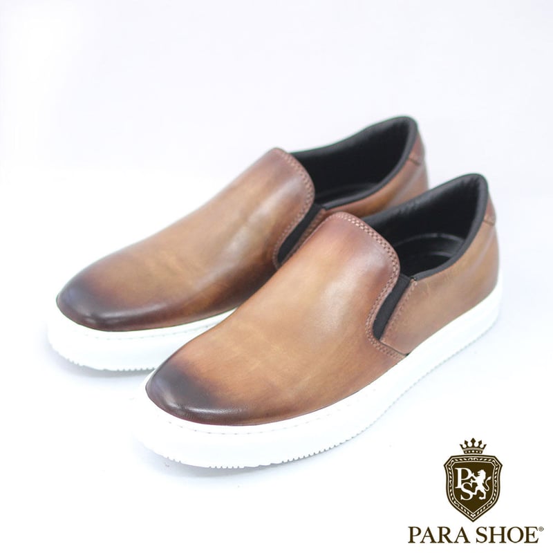 PARASHOE 本革 スリッポン レザースニーカー カジュアルシューズ 手