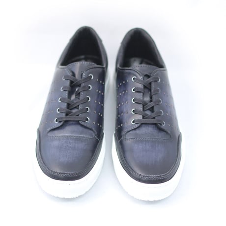 PARASHOE 本革 レザースニーカー カジュアルシューズ 手染めアンティーク黒（パティーヌ ブラック）3E（EEE）【オパンケ製法・メンズ 革靴・紳士靴】(PSMO-1901-BLK)