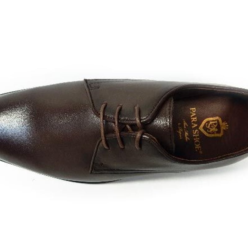 PARASHOE 本革プレーントゥ ビジネスシューズ 濃茶 3E（EEE）22cm