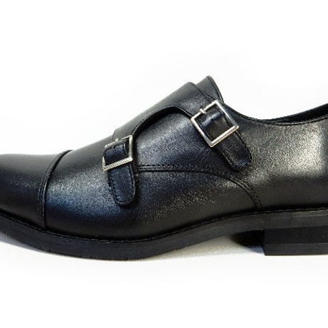 PARASHOE 本革 ダブルモンクストラップ ビジネスシューズ 黒 3E 22cm、22.5cm、23cm、23.5cm、24cm【小さいサイズ 革靴】（PS-1803-BLK）