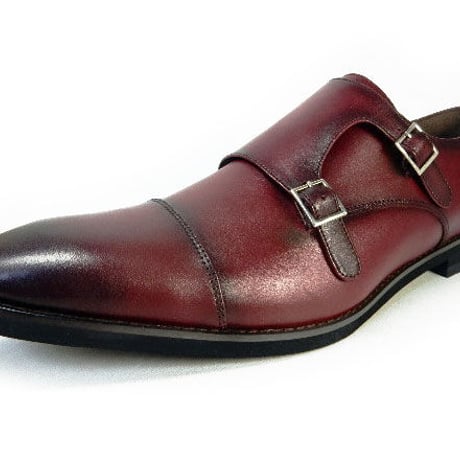 PARASHOE 本革 ダブルモンクストラップ ビジネスシューズ ワイン 4E 27.5cm、28cm、28.5cm、29cm、29.5cm、30cm、31cm、32cm（PS1808-WIN）