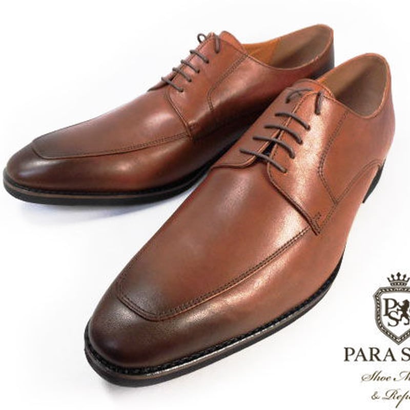 PARASHOE 本革 Uチップ ビジネスシューズ 茶色 4E 27.5cm、28cm、28.