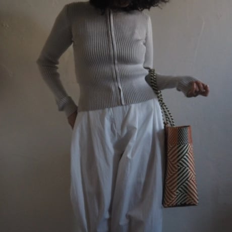 plating　crew neck cardigan