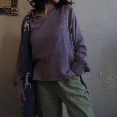 waffle gaze cotton blouse