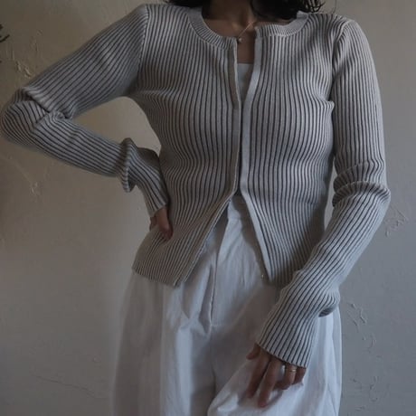 plating　crew neck cardigan