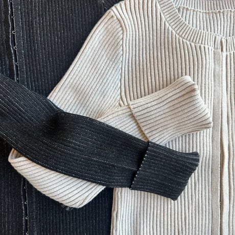 plating　crew neck cardigan