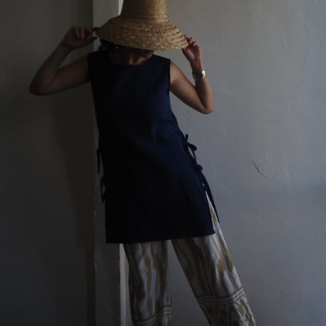 gaze cotton side ribbon tunic