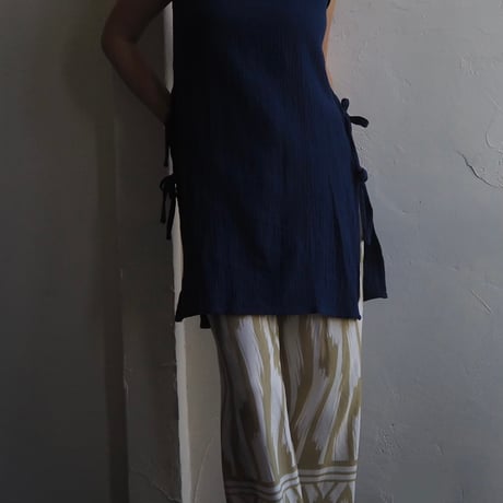 gaze cotton side ribbon tunic