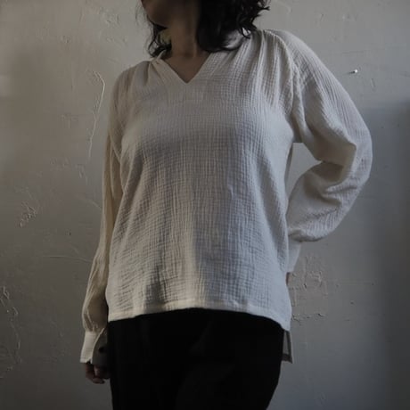 waffle gaze cotton blouse