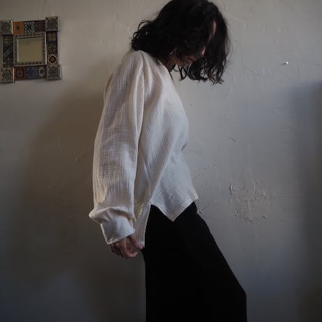 waffle gaze cotton blouse