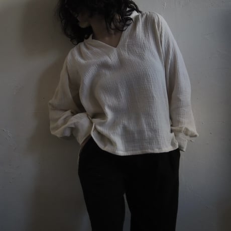 waffle gaze cotton blouse