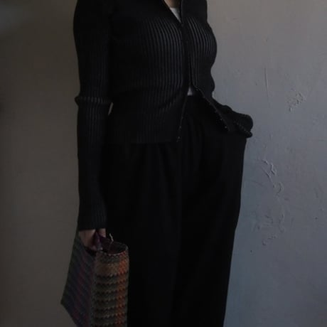 plating　crew neck cardigan