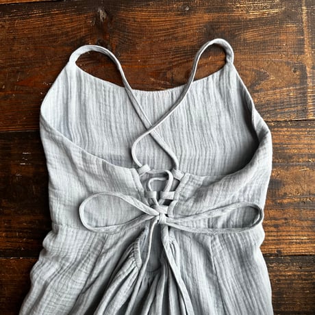 gaze cotton lace up summer dress
