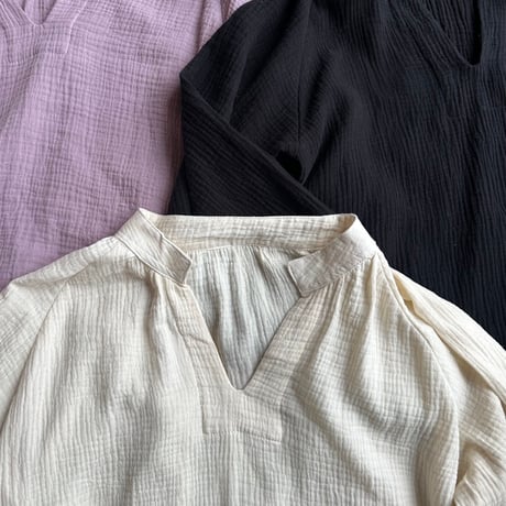 waffle gaze cotton blouse