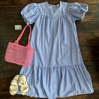 puff sleeve flare dress