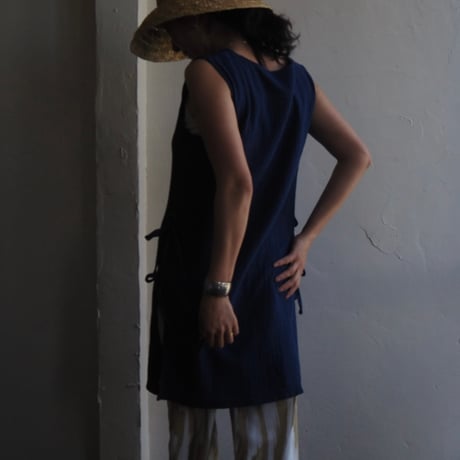 gaze cotton side ribbon tunic