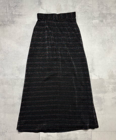 glitter design black maxi skirt-4622-4
