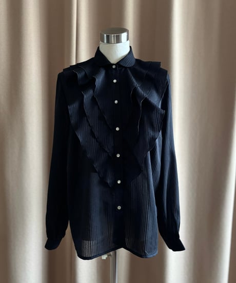 classic black import frill shirt-4592-3