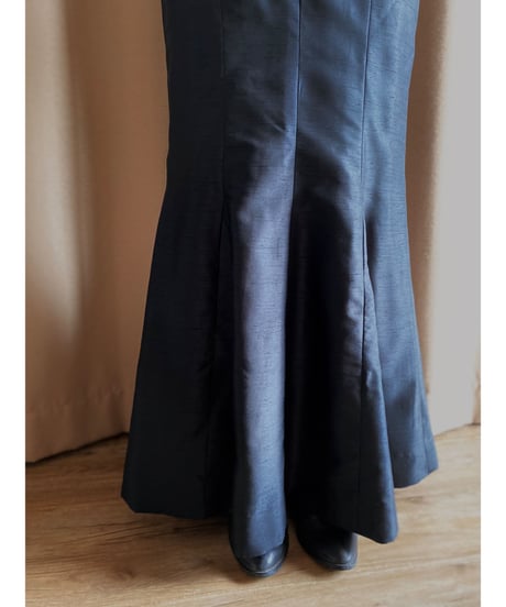 shiny black mermaid maxi skirt-3398-4