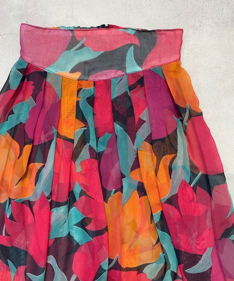 warm floral sheer skirt-3609-8