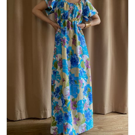 Made in Hawaii blue flower long dress-2773-6