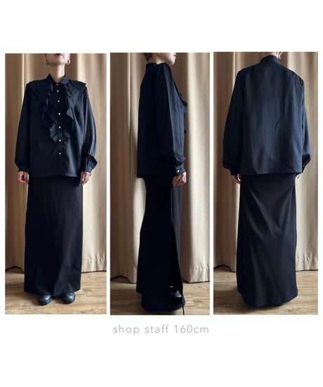 classic black import frill shirt-4592-3