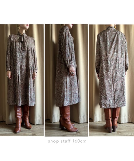 paisley pattern classical bow tie dress-4350-9
