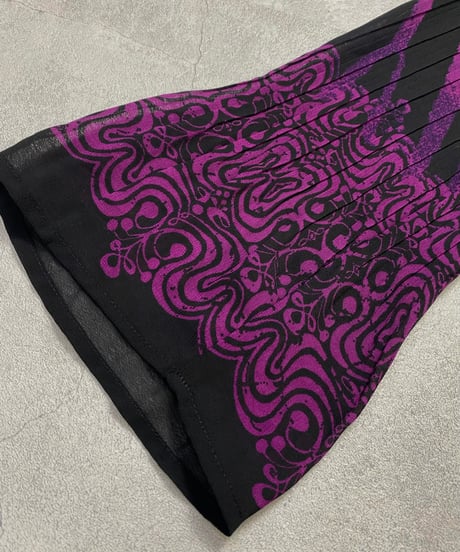 sequin beads design purple sheer shirt-3743-11