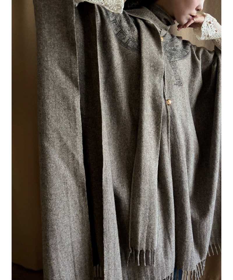 ethnic pattern import cape coat-5038-10 | COLLE