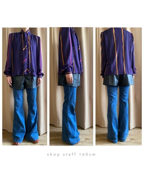 MADE IN FRANCE purple color bow tie tops-3677-10