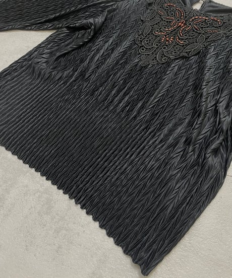 front lace design black tops-3977-2