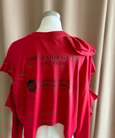 garter belt design red remake long t shirt-4357-9